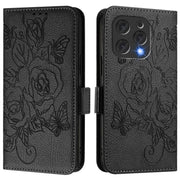 For Doogee N55 Plus Embossed Rose RFID Anti-theft Leather Phone Case(Black)