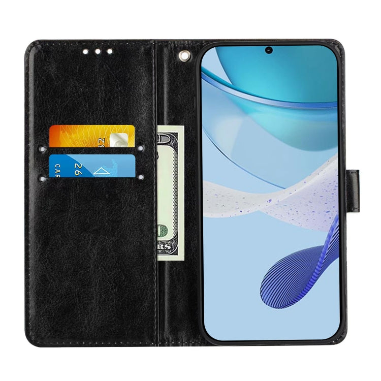 For Doogee N55 Plus Colored Drawing Pattern Plain Weave Leather Phone Case(Roses On Black)