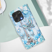 For Doogee N55 Plus Colored Drawing Pattern Plain Weave Leather Phone Case(Tower Butterfly)