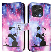 For Doogee N55 Plus Colored Drawing Pattern Plain Weave Leather Phone Case(Baby Panda)