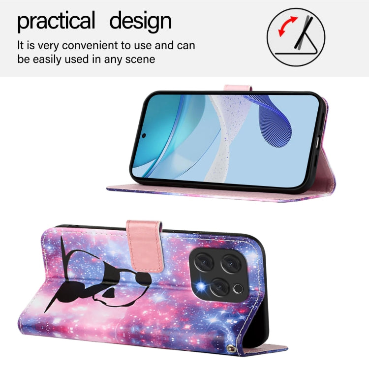 For Doogee N55 Plus Colored Drawing Pattern Plain Weave Leather Phone Case(Baby Panda)