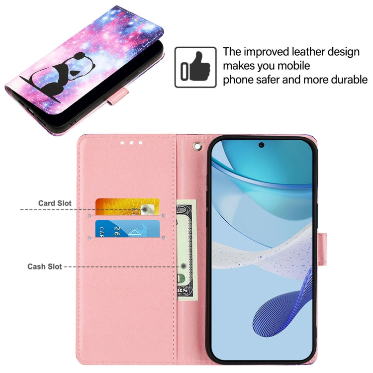 For Doogee N55 Plus Colored Drawing Pattern Plain Weave Leather Phone Case(Baby Panda)