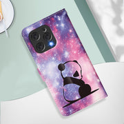 For Doogee N55 Plus Colored Drawing Pattern Plain Weave Leather Phone Case(Baby Panda)