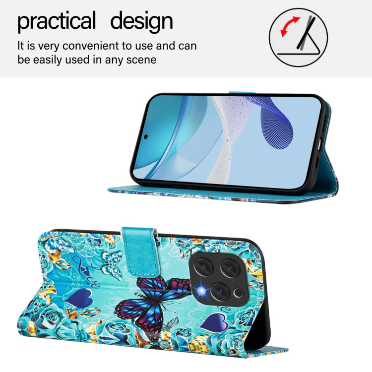 For Doogee N55 Plus Colored Drawing Pattern Plain Weave Leather Phone Case(Love Butterfly)
