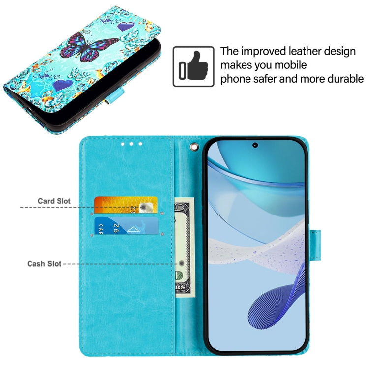 For Doogee N55 Plus Colored Drawing Pattern Plain Weave Leather Phone Case(Love Butterfly)