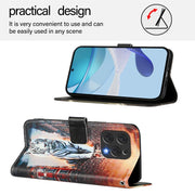 For Doogee N55 Plus Colored Drawing Pattern Plain Weave Leather Phone Case(Cats And Tigers)