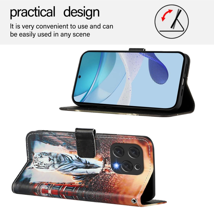 For Doogee N55 Plus Colored Drawing Pattern Plain Weave Leather Phone Case(Cats And Tigers)
