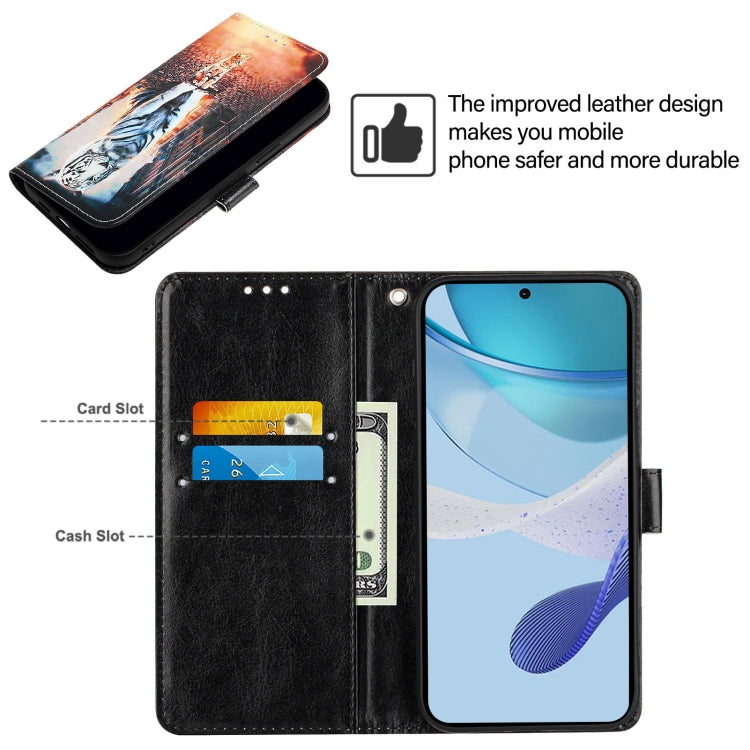 For Doogee N55 Plus Colored Drawing Pattern Plain Weave Leather Phone Case(Cats And Tigers)