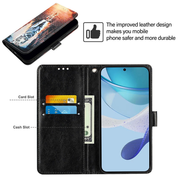 For Doogee N55 Plus Colored Drawing Pattern Plain Weave Leather Phone Case(Cats And Tigers)