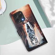 For Doogee N55 Plus Colored Drawing Pattern Plain Weave Leather Phone Case(Cats And Tigers)