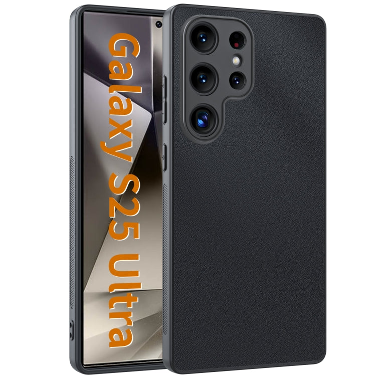 For Samsung Galaxy S25 Ultra 5G Ultra-thin Plain Skin Leather Phone Case(Black)