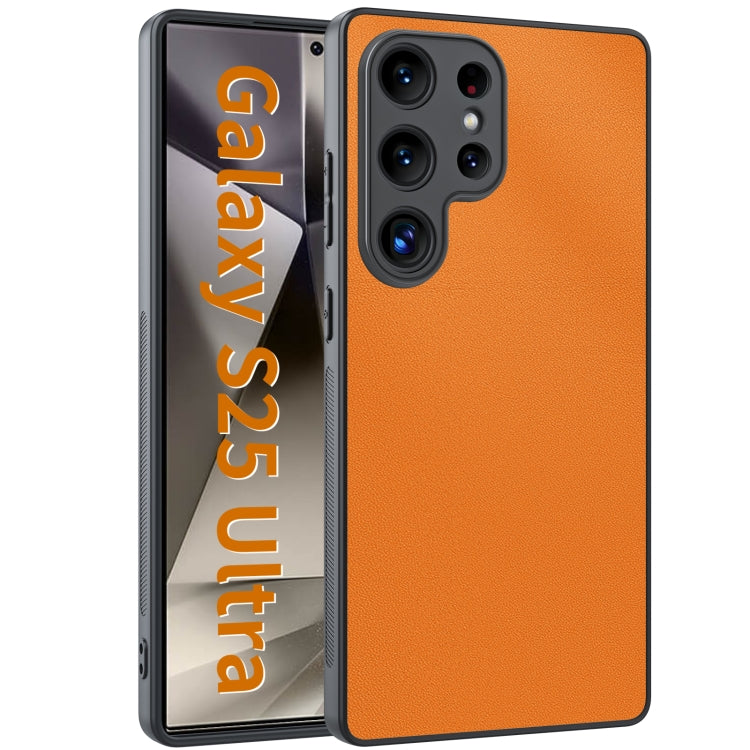 For Samsung Galaxy S25 Ultra 5G Ultra-thin Plain Skin Leather Phone Case(Orange)