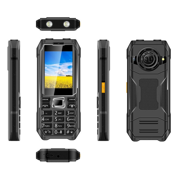 Q6000 Elder Keypad Phone, 2.4 inch, 6800mAh, Dual Flashlights, 21 Keys, SOS, FM, Dual SIM, GSM, Plug:EU Plug(Black)