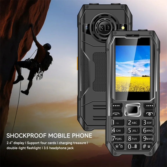 Q6000 Elder Keypad Phone, 2.4 inch, 6800mAh, Dual Flashlights, 21 Keys, SOS, FM, Dual SIM, GSM, Plug:EU Plug(Black)