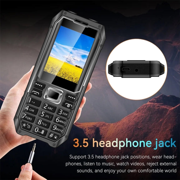 Q6000 Elder Keypad Phone, 2.4 inch, 6800mAh, Dual Flashlights, 21 Keys, SOS, FM, Dual SIM, GSM, Plug:EU Plug(Black)