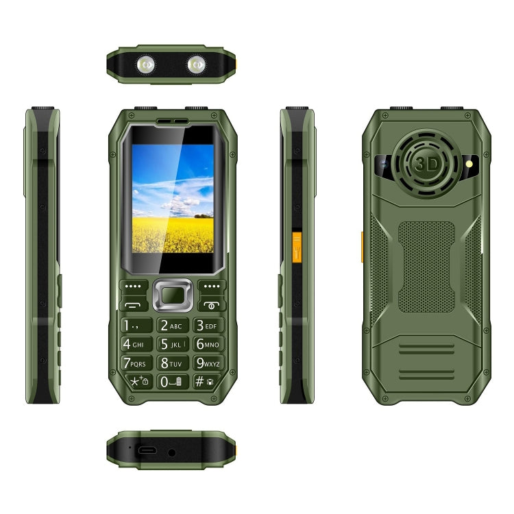 Q6000 Elder Keypad Phone, 2.4 inch, 6800mAh, Dual Flashlights, 21 Keys, SOS, FM, Dual SIM, GSM, Plug:EU Plug(Green)