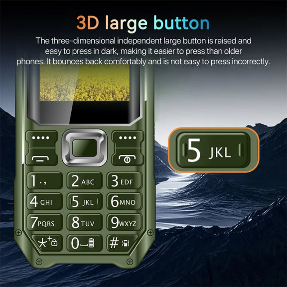 Q6000 Elder Keypad Phone, 2.4 inch, 6800mAh, Dual Flashlights, 21 Keys, SOS, FM, Dual SIM, GSM, Plug:EU Plug(Green)