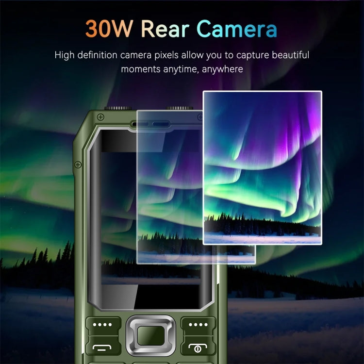 Q6000 Elder Keypad Phone, 2.4 inch, 6800mAh, Dual Flashlights, 21 Keys, SOS, FM, Dual SIM, GSM, Plug:EU Plug(Green)
