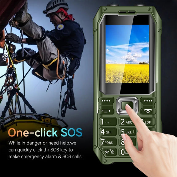 Q6000 Elder Keypad Phone, 2.4 inch, 6800mAh, Dual Flashlights, 21 Keys, SOS, FM, Dual SIM, GSM, Plug:EU Plug(Green)