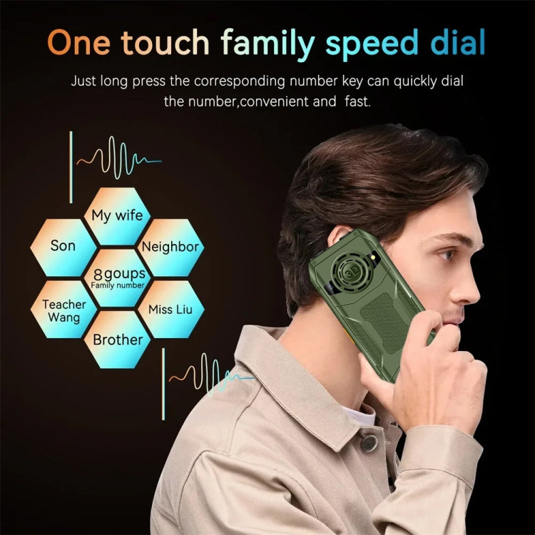 Q6000 Elder Keypad Phone, 2.4 inch, 6800mAh, Dual Flashlights, 21 Keys, SOS, FM, Dual SIM, GSM, Plug:EU Plug(Green)