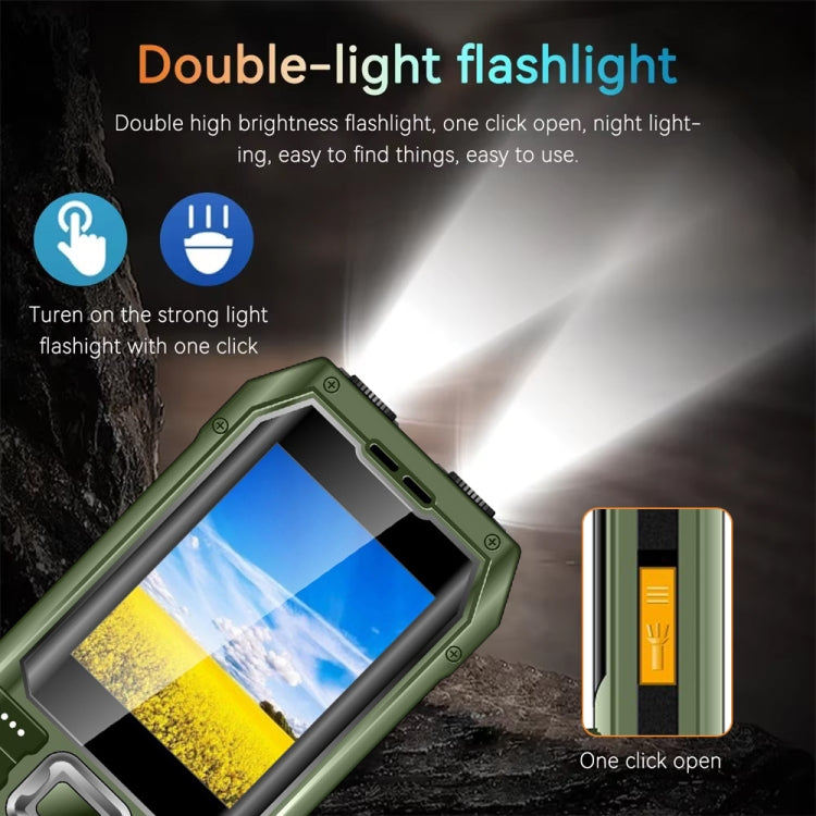 Q6000 Elder Keypad Phone, 2.4 inch, 6800mAh, Dual Flashlights, 21 Keys, SOS, FM, Dual SIM, GSM, Plug:EU Plug(Green)
