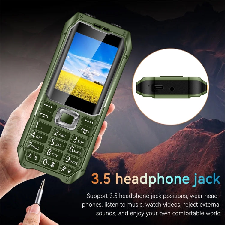 Q6000 Elder Keypad Phone, 2.4 inch, 6800mAh, Dual Flashlights, 21 Keys, SOS, FM, Dual SIM, GSM, Plug:EU Plug(Green)