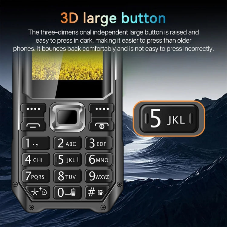 Q6000 Elder Keypad Phone, 2.4 inch, 6800mAh, Dual Flashlights, 21 Keys, SOS, FM, Dual SIM, GSM, Plug:US Plug(Black)