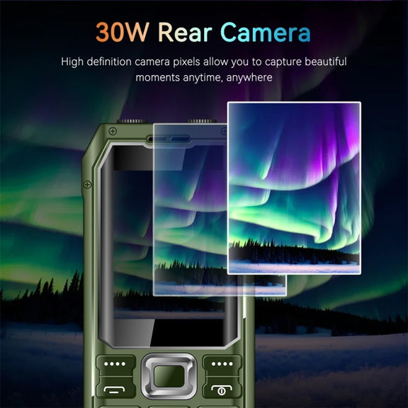 Q6000 Elder Keypad Phone, 2.4 inch, 6800mAh, Dual Flashlights, 21 Keys, SOS, FM, Dual SIM, GSM, Plug:US Plug(Green)