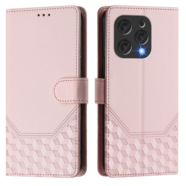 For Doogee N55 Plus Honeycomb Embossing RFID Leather Phone Case(Pink)