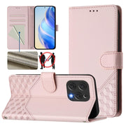 For Doogee N55 Plus Honeycomb Embossing RFID Leather Phone Case(Pink)