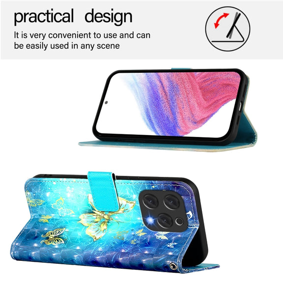 For Doogee N55 Plus 3D Painting Horizontal Flip Leather Phone Case(Golden Butterfly)