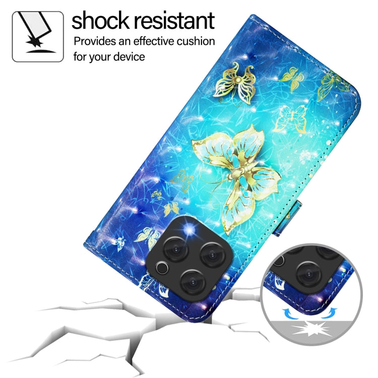 For Doogee N55 Plus 3D Painting Horizontal Flip Leather Phone Case(Golden Butterfly)