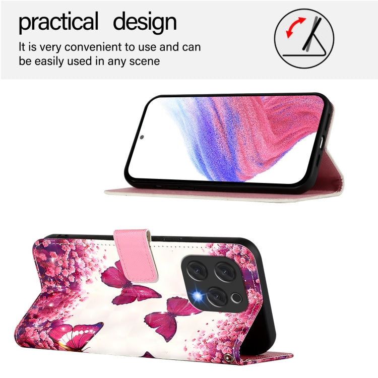 For Doogee N55 Plus 3D Painting Horizontal Flip Leather Phone Case(Rose Butterfly)