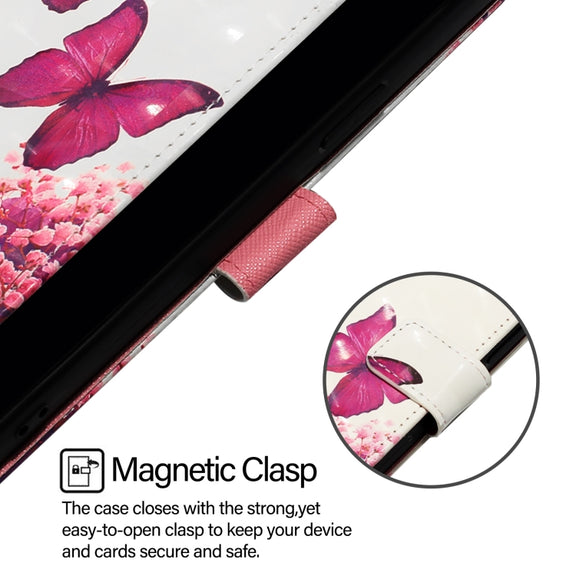 For Doogee N55 Plus 3D Painting Horizontal Flip Leather Phone Case(Rose Butterfly)