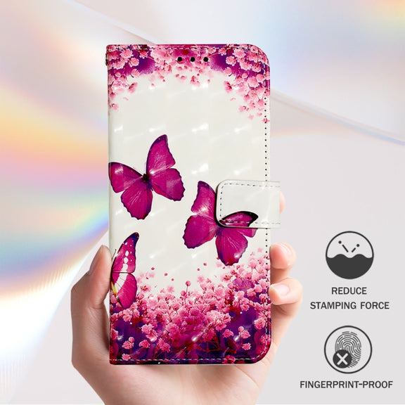 For Doogee N55 Plus 3D Painting Horizontal Flip Leather Phone Case(Rose Butterfly)