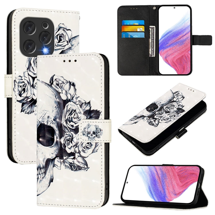 For Doogee N55 Plus 3D Painting Horizontal Flip Leather Phone Case(Skull)