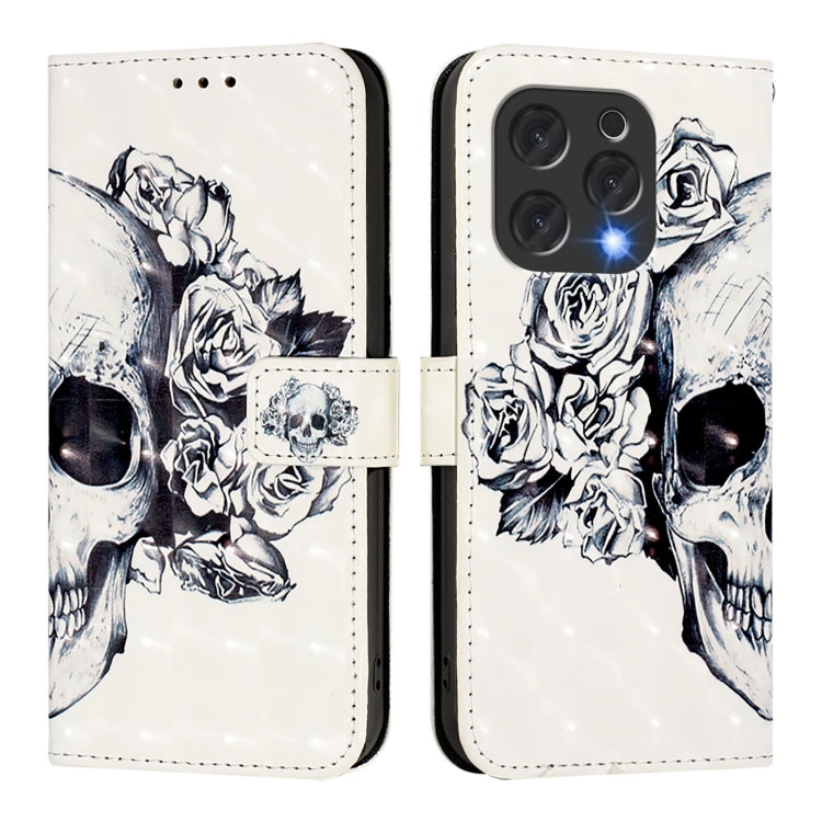 For Doogee N55 Plus 3D Painting Horizontal Flip Leather Phone Case(Skull)
