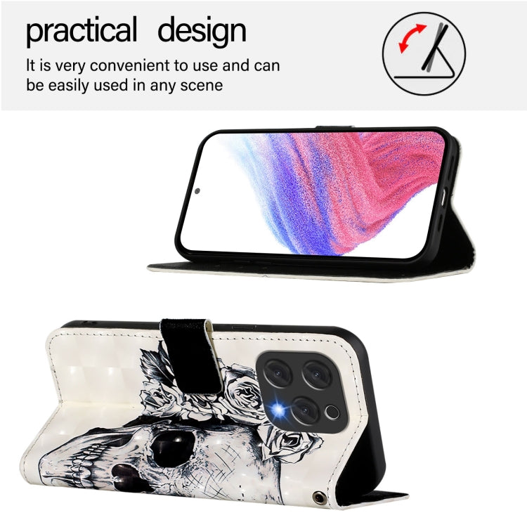 For Doogee N55 Plus 3D Painting Horizontal Flip Leather Phone Case(Skull)