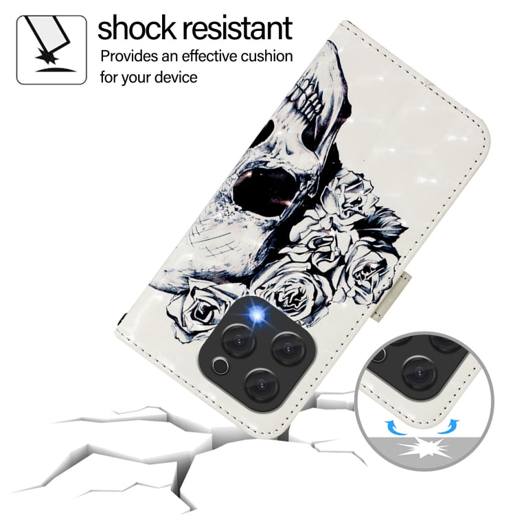 For Doogee N55 Plus 3D Painting Horizontal Flip Leather Phone Case(Skull)