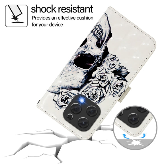 For Doogee N55 Plus 3D Painting Horizontal Flip Leather Phone Case(Skull)