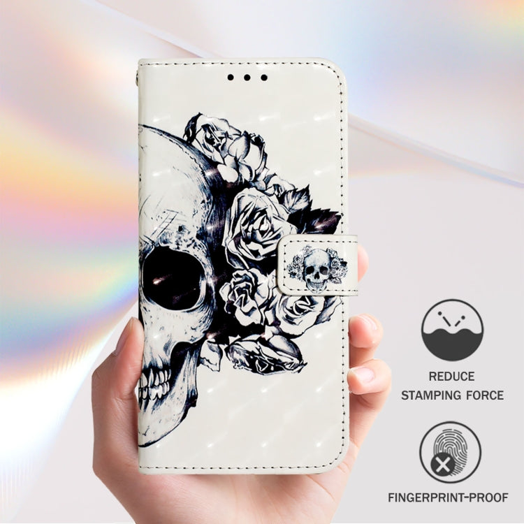 For Doogee N55 Plus 3D Painting Horizontal Flip Leather Phone Case(Skull)