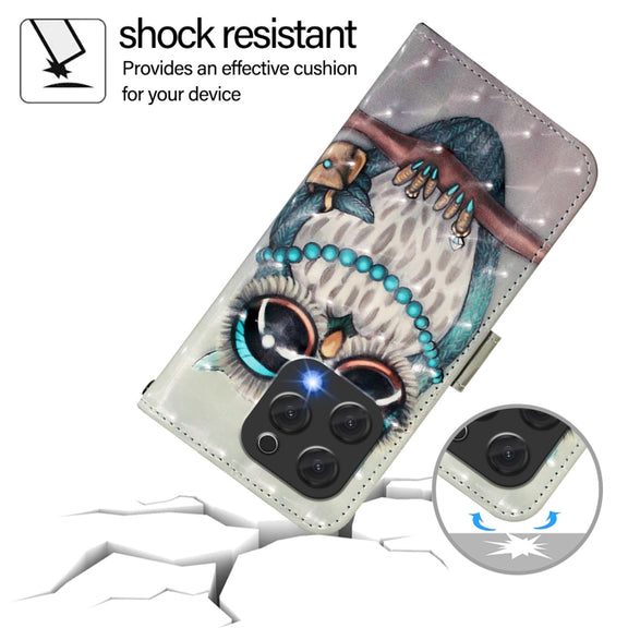 For Doogee N55 Plus 3D Painting Horizontal Flip Leather Phone Case(Grey Owl)