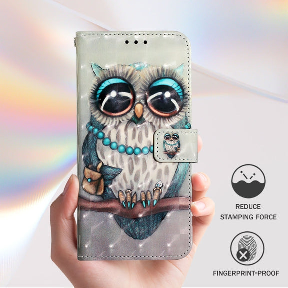 For Doogee N55 Plus 3D Painting Horizontal Flip Leather Phone Case(Grey Owl)