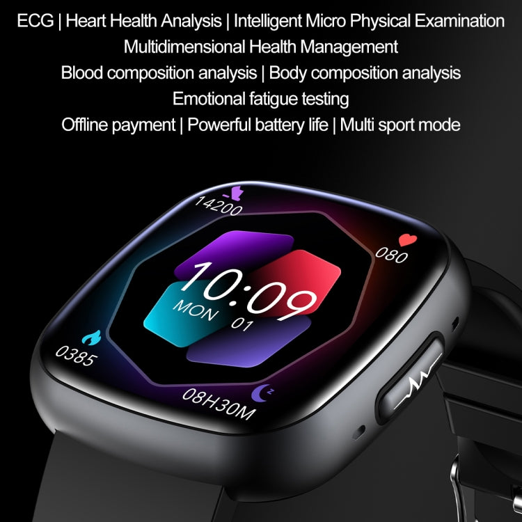 ET593 1.75 inch IPS Square Screen Smart Watch, ECG Electrocardiogram / Blood Sugar Monitoring(Red)