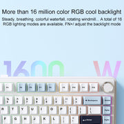 AULA F75 80 Keys Wired/2.4G/Bluetooth Three Model Customized RGB Mechanical Keyboard(White Blue Purple)