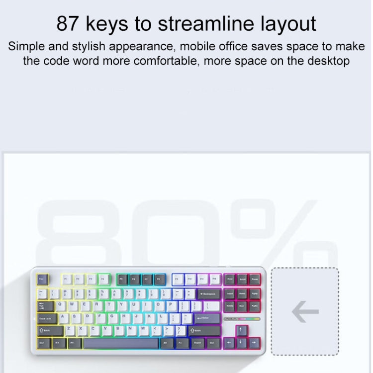 AULA F87 87 Keys Wired/2.4G/Bluetooth Three Model Customized RGB Mechanical Keyboard(Sea Salt Blue)