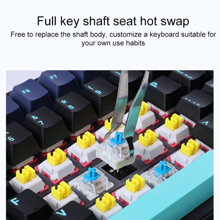AULA F87 87 Keys Wired/2.4G/Bluetooth Three Model Customized RGB Mechanical Keyboard(White Grey Blue)
