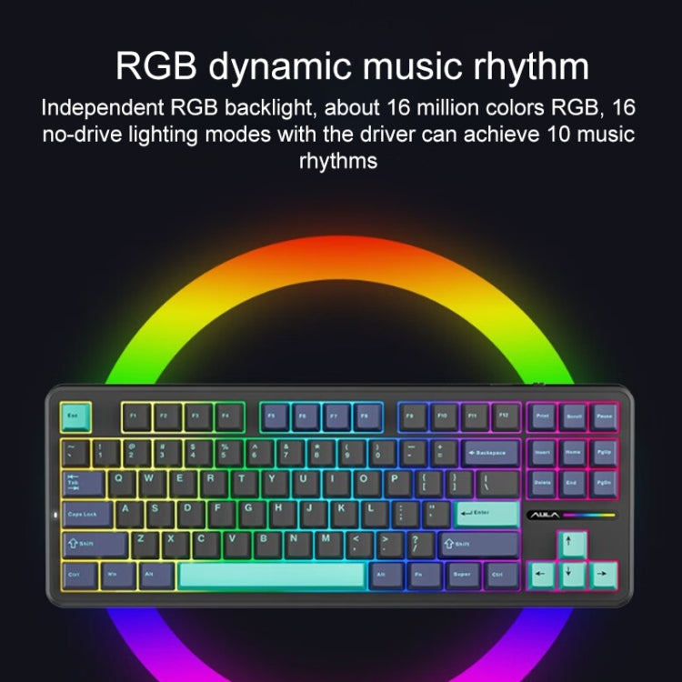 AULA F87 87 Keys Wired/2.4G/Bluetooth Three Model Customized RGB Mechanical Keyboard(Glacier Blue)