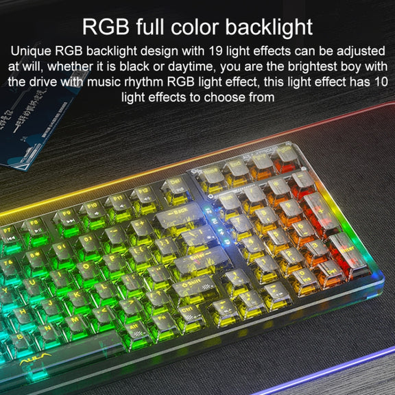 AULA F98 Pro 99 Keys Wired/2.4G/Bluetooth Three Model RGB Mechanical Keyboard, Shaft:Ice Crystal Shaft(Transparent White)