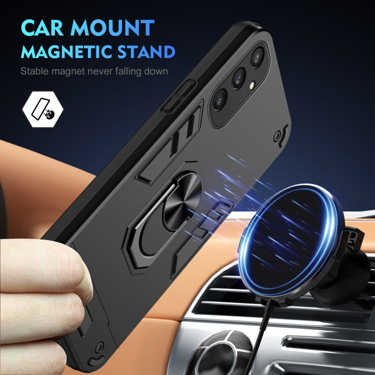For Samsung Galaxy S25 5G Shockproof Metal Ring Holder Phone Case(Black)